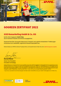 DHL GoGreen Zerfifikat 2022 | GreenPanda