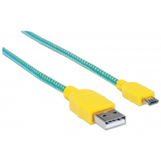 Manhattan Pop Braided Micro-USB Kabel gelb-türkis